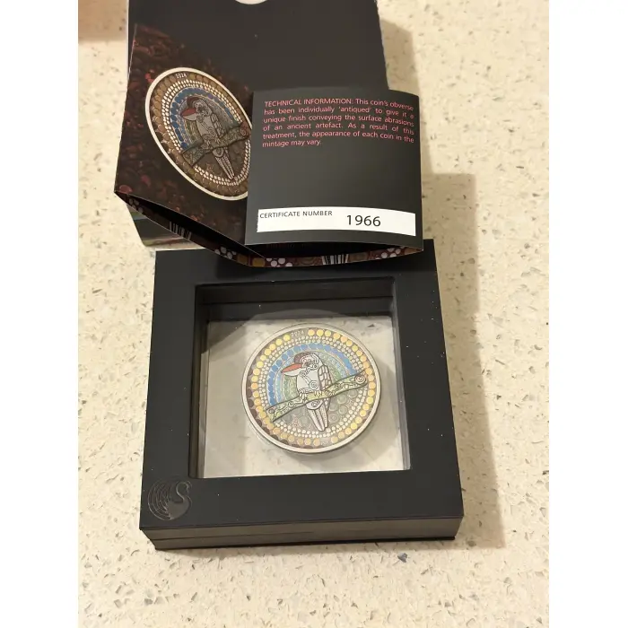 2024 2oz Silver Antiqued Coloured Coin Kaa Kaa Kookaburra 