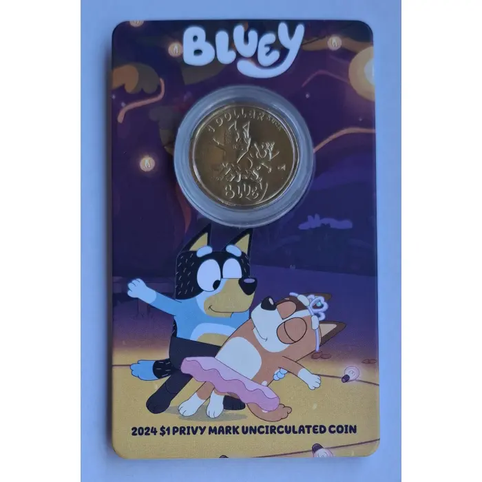 2024 $1 Bluey Dollarbucks- Mum And Dad  'ENVELOPE' Privymark Carded Coin