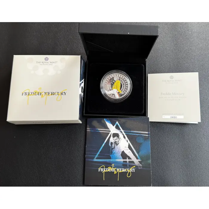 2025 UK Music Legend  Freddie Mercury 1oz Coloured Silver Proof Coin Ltd 4500