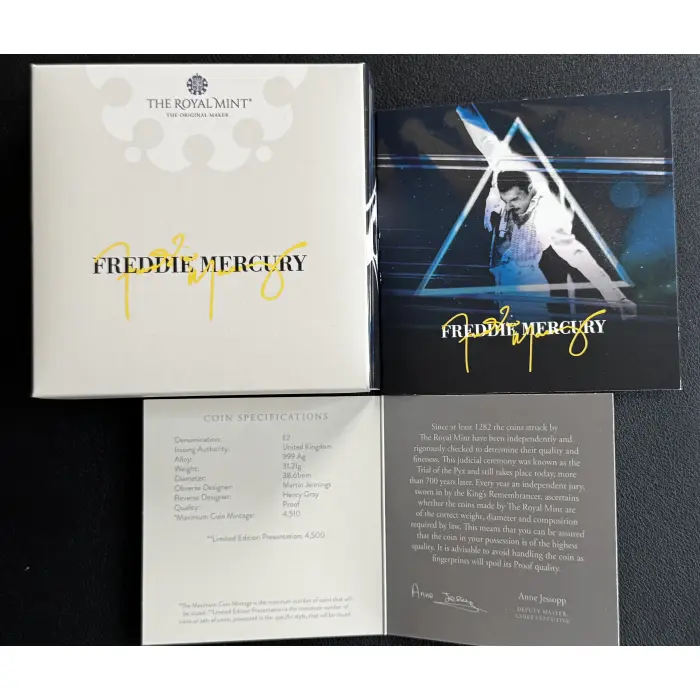 2025 UK Music Legend  Freddie Mercury 1oz Coloured Silver Proof Coin Ltd 4500