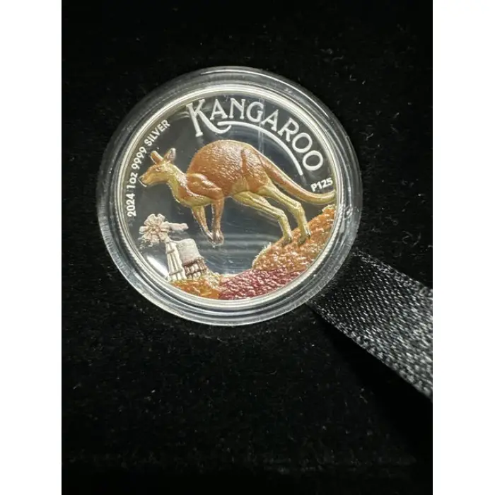 2024 1oz Silver Proof Australian Kangaroo Coloured Coin Mintage: 5000