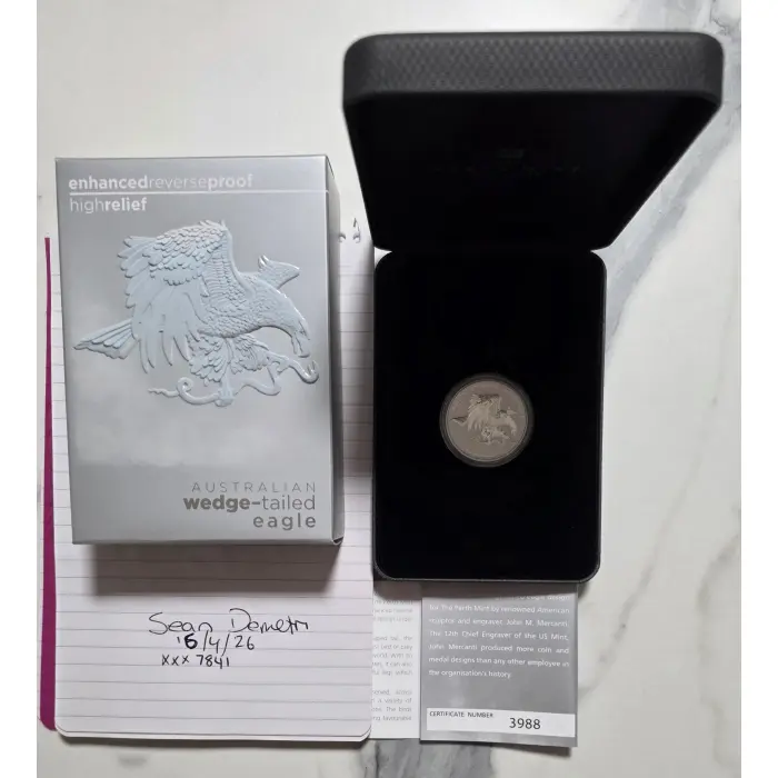 Australian Wedge-tailed Eagle Enhanced Reverse Proof High Relief 2021 1oz Silver