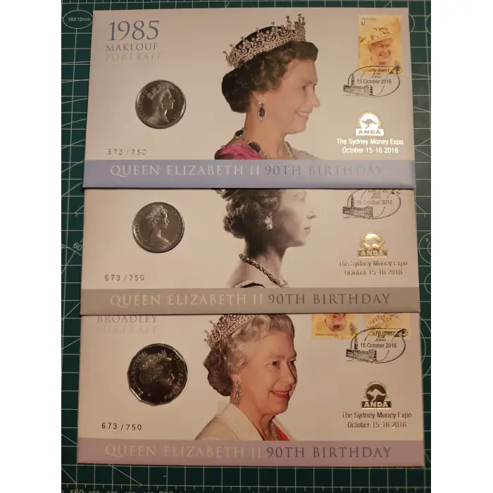 2016 Sydney money expo ANDA overprint set 3 matching numbers queen Elizabeth II 