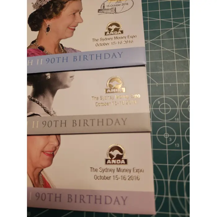 2016 Sydney money expo ANDA overprint set 3 matching numbers queen Elizabeth II 