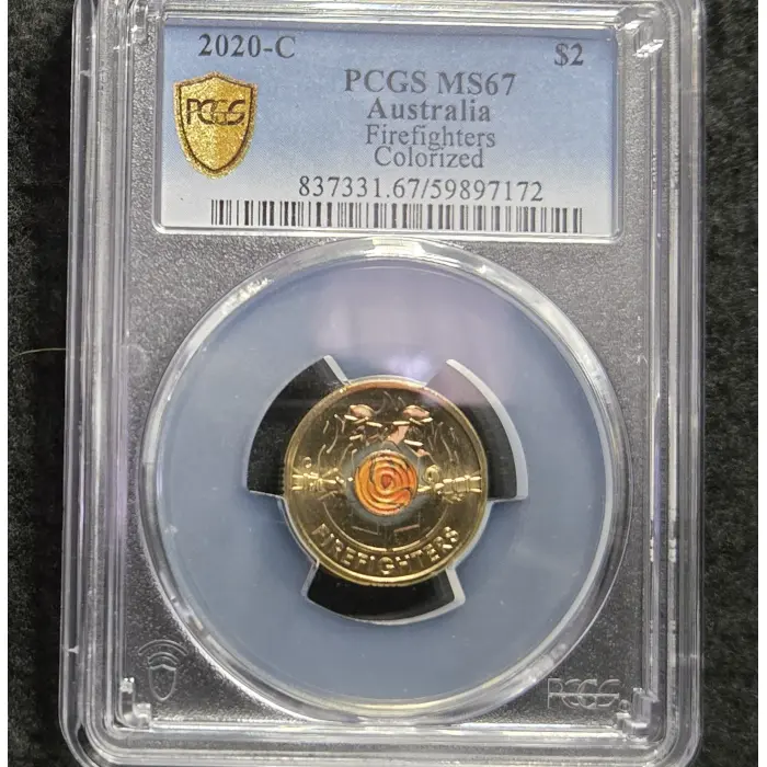 2020 C  Firefighters colourised MS67 $2