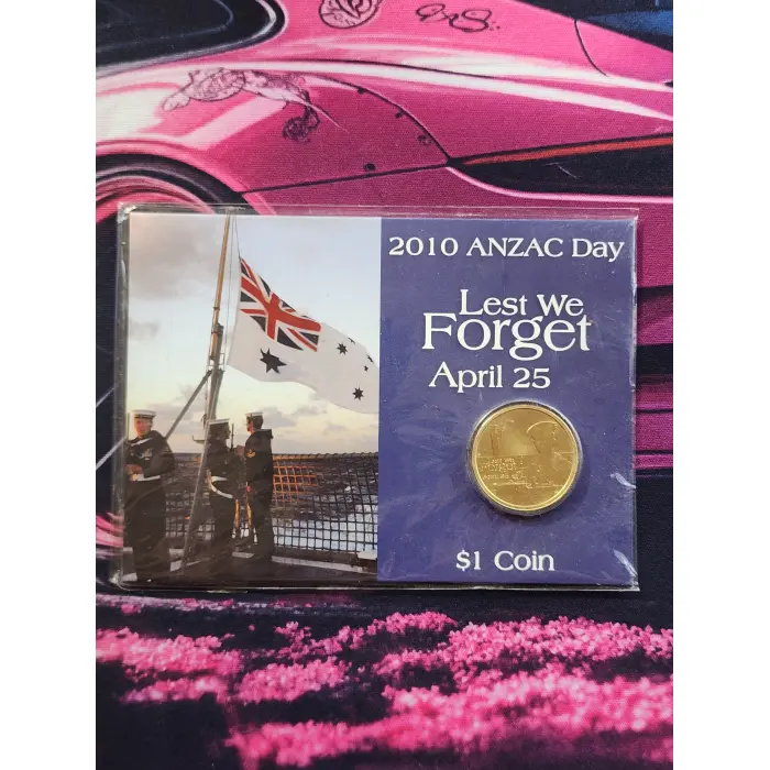 2010 $1 Anzac Day Lest We Forget Uncirculated Carded Coin