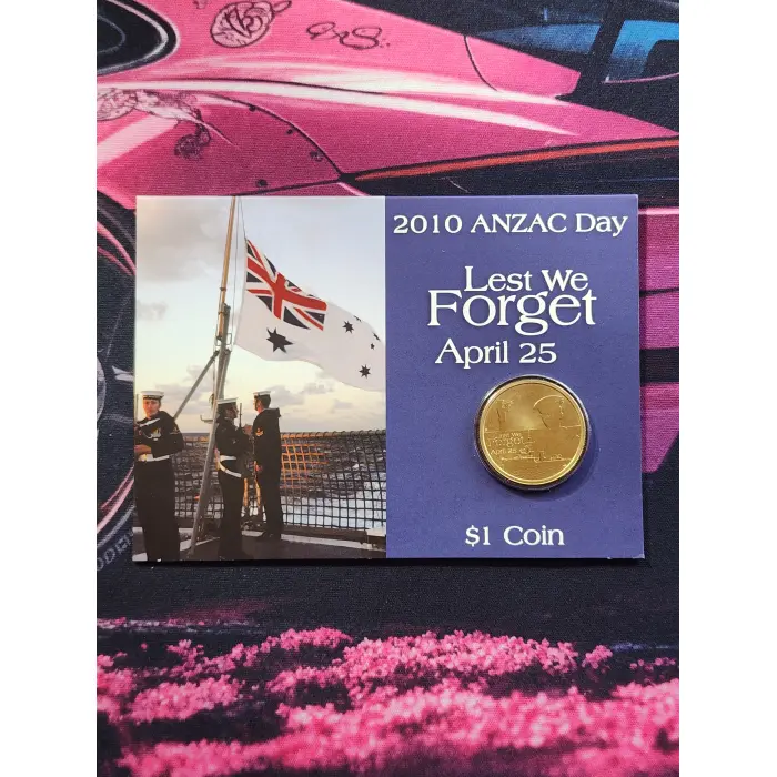 2010 $1 Anzac Day Lest We Forget Uncirculated Carded Coin