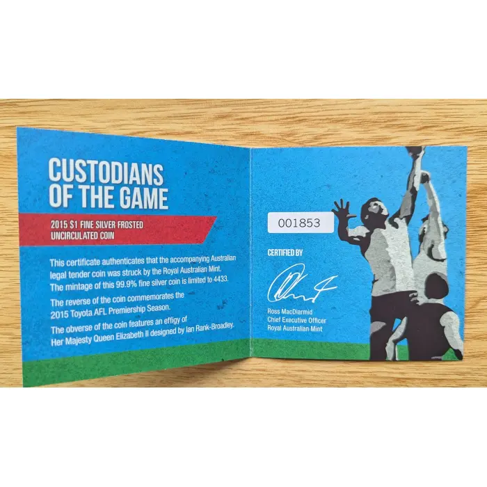 2015 Fine Silver Frosted Uncirculated $1 Coin Mintage Only 4433