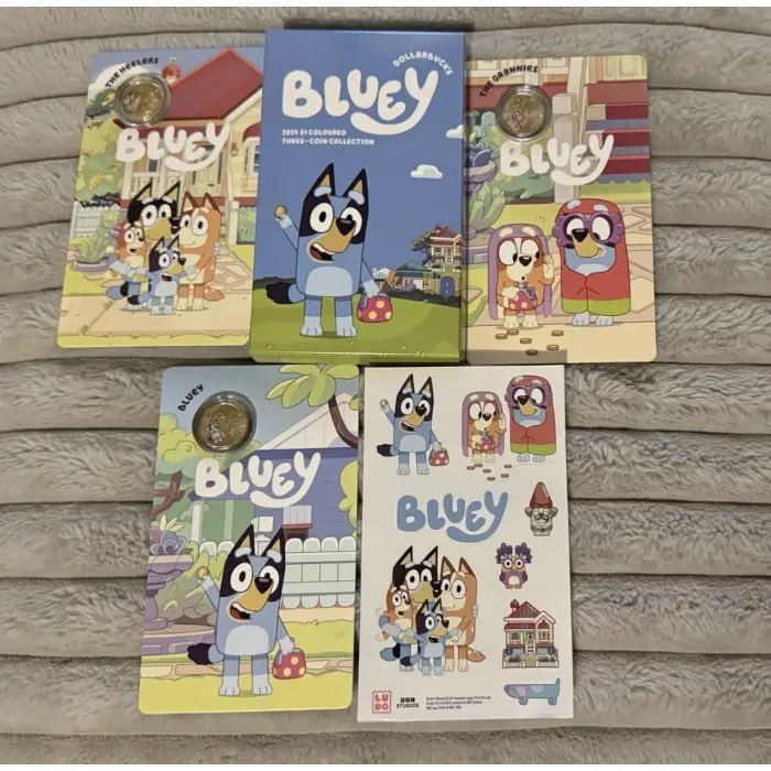 2024 Bluey Dollarbucks $1 X 3 coin  Coloured RAM set UNC