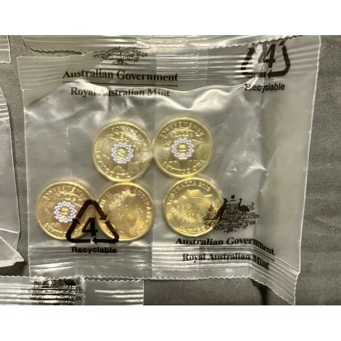 5x 2019 Police Remembrance 5 Coin RAM  Bags RARE Colour $2 - 25 coins in total 