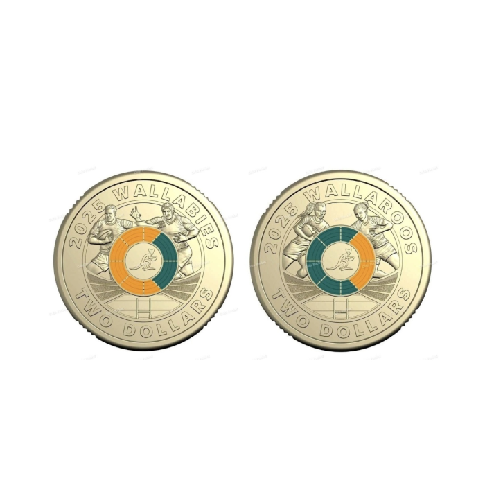 2025 Set Wallabies Wallaroos Rugby Coins $2 Two Dollar - UNC  Coins