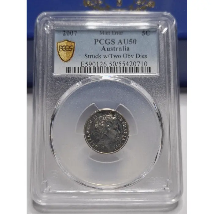  2007 DOUBLE HEADER  5C  PCGS AU50