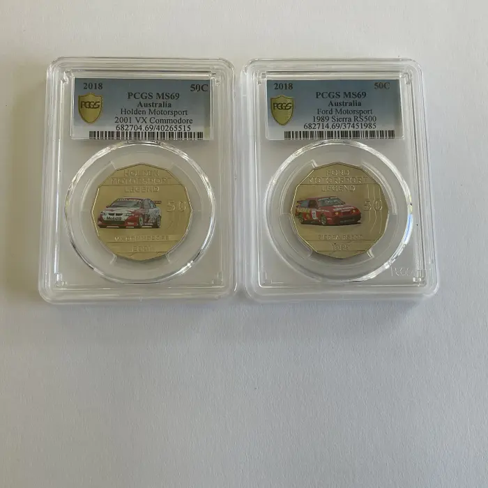 Set of 2 2018 50c PCGS MS69 Graded Coins Inc 1989 Sierra & 2001 VX Commodore