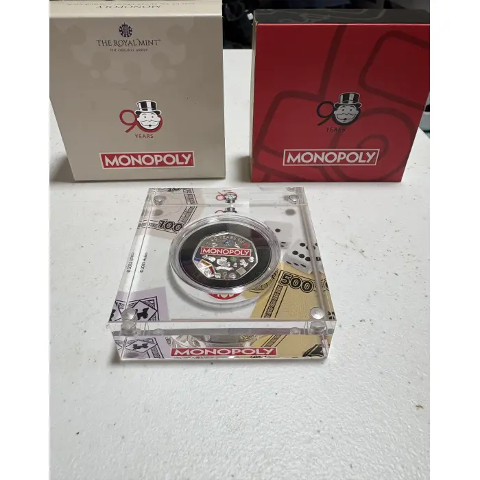 Royal Australian Mint 90 Years Monopoly Coloured- UK 50 p  Silver Coin
