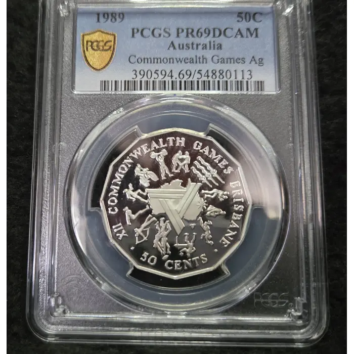 1989 Commonwealth Games Silver PR69DCAM 50c