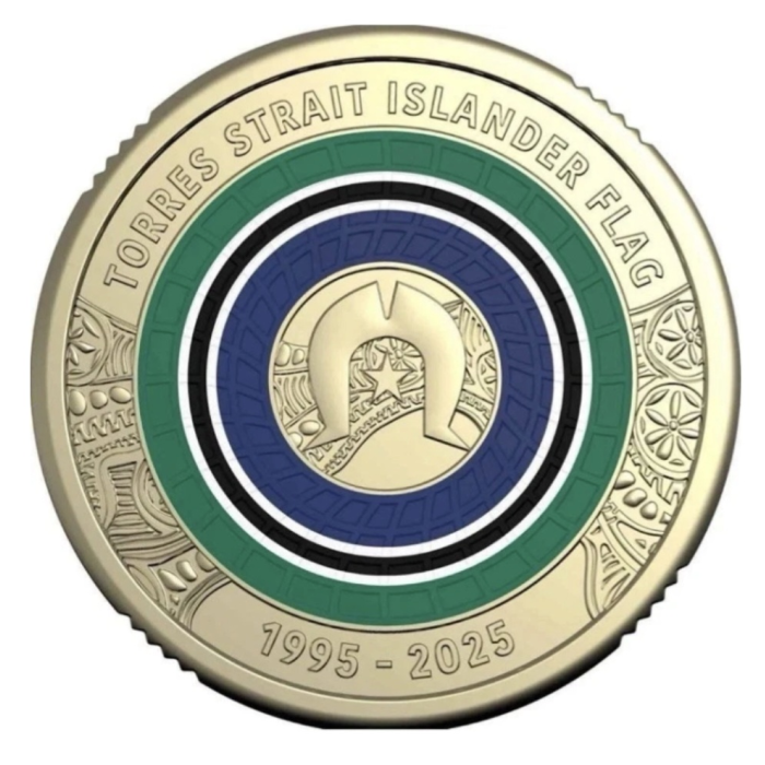 TORRESSTRAIT  ISLANDER FLAG  $2 COLOURED COIN  UNC