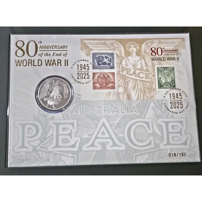 2025 $1 Silver Proof Coin – 80th Anniversary End of WWII – Limited 018/150 🇦🇺