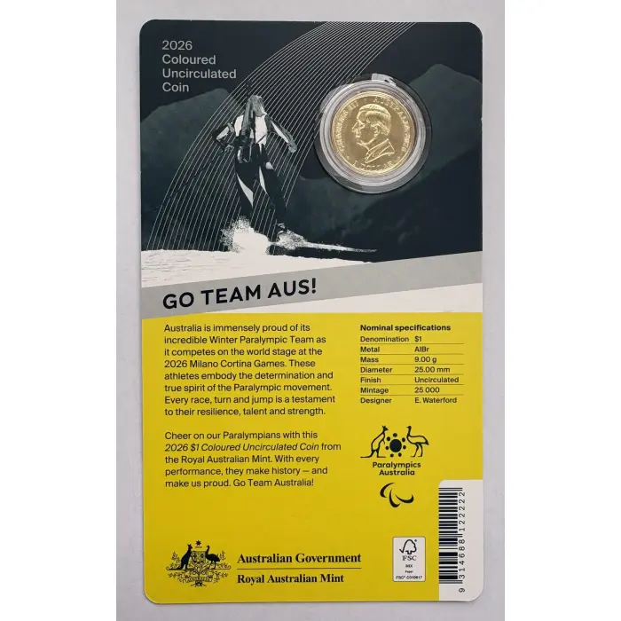 RAM $1 2026 Winter Olympic and Paralympic Coloured Coins