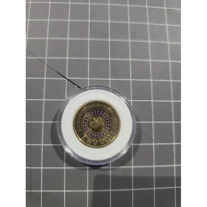 (NB) 2013 AUSTRALIAN TWO DOLLAR $2 COLOURED COIN PURPLE QUEEN'S CORONATION lightly CIRC in capsule