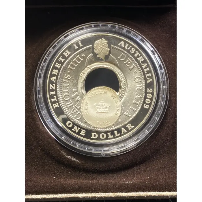 1.74 Oz (54.3g) 2003 RAM 1813 Holey Dollar & Dump $1 Fine Silver Proof coin