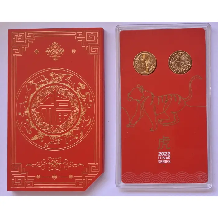 2022 $1 Lunar Series Year Of The Tiger Two-coin Mint Set