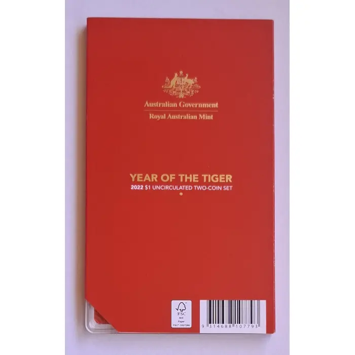 2022 $1 Lunar Series Year Of The Tiger Two-coin Mint Set
