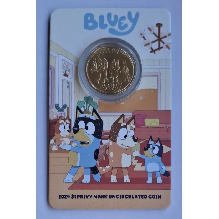 2024 $1 Bluey Dollarbucks- The Heelers  'ENVELOPE' Privymark Carded Coin