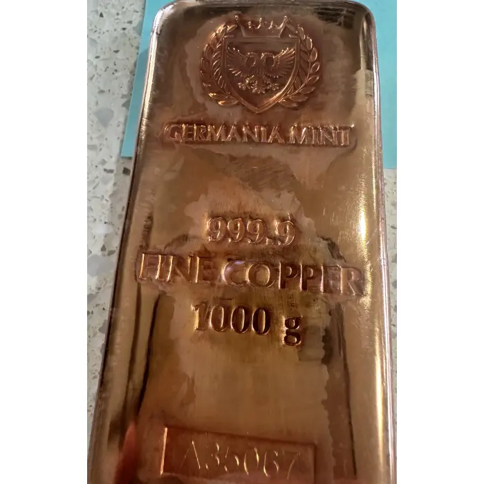 Germania Mint 1 Kg Fine Copper Cast Bar