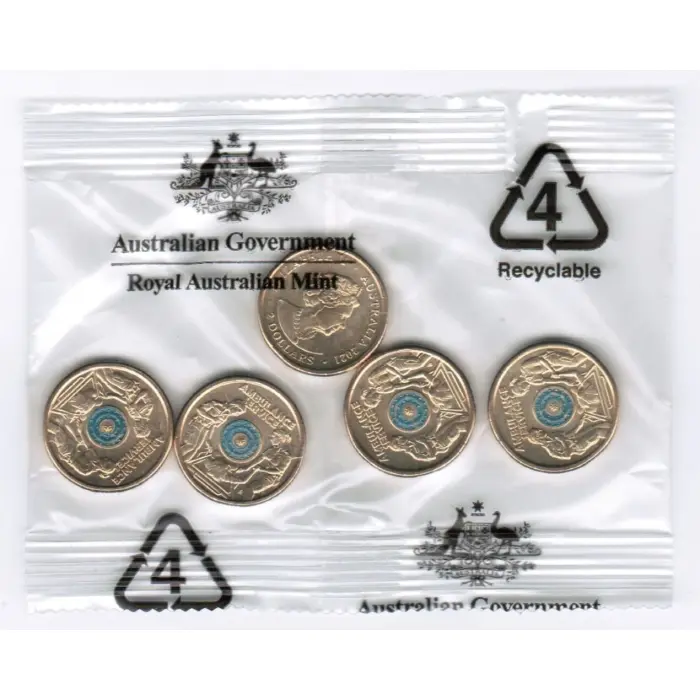 Ambulance 5 Coin RAM Mint Bag 2021 Two Dollar Blue Rare Coloured $2 Australia