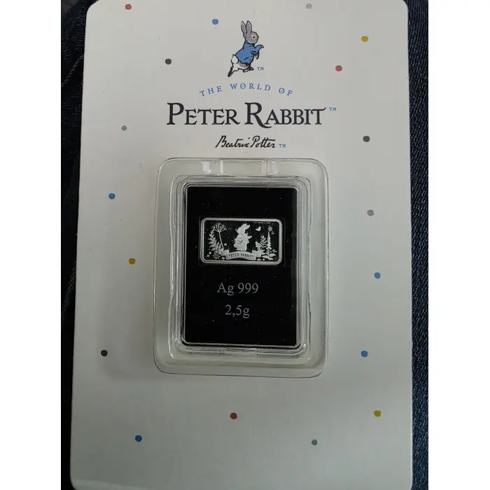 The World Of Peter Rabbit- Beatrix Potter 2.5g .999 Silver $1  Solomon Islands 