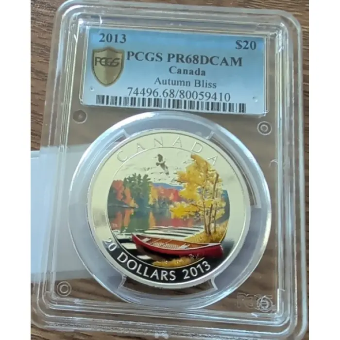 2013 $20 - CANADA. "Autumn Bliss" - PR68DCAM -  1oz Fine Silver Proof Coin.