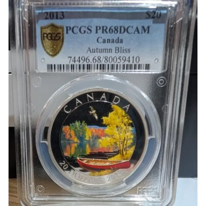 2013 $20 - CANADA. "Autumn Bliss" - PR68DCAM -  1oz Fine Silver Proof Coin.
