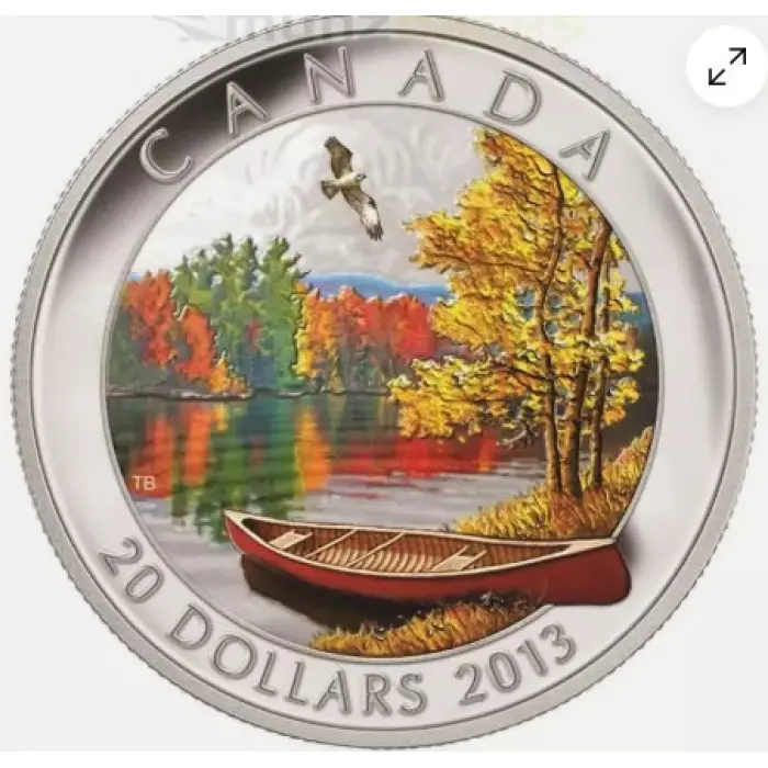2013 $20 - CANADA. "Autumn Bliss" - PR68DCAM -  1oz Fine Silver Proof Coin.