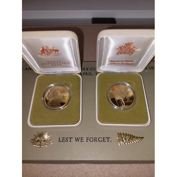 1990 ANZAC 75th Anniversary -  $5 2 Coin Proof Set