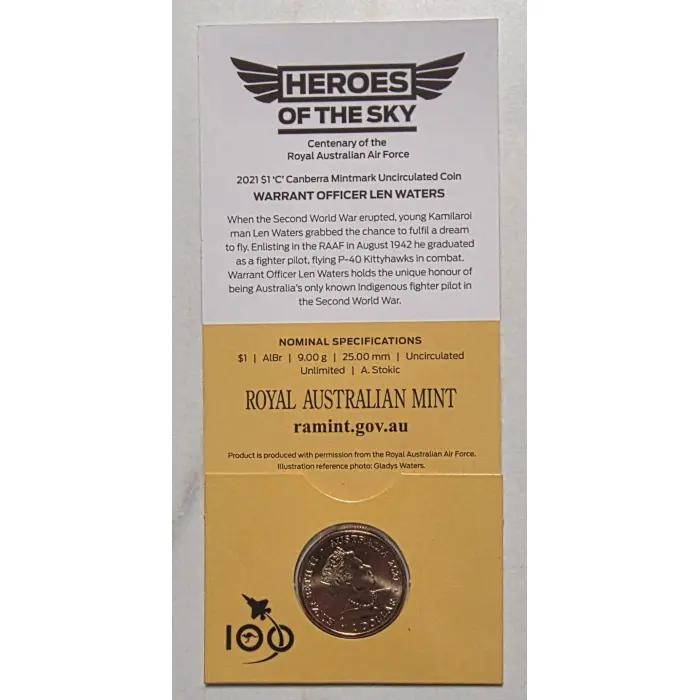 🇦🇺✈️RAAF Centenary $1 Coin on Card 🇦🇺✈️