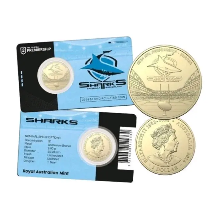 2024  $1  NRL CRONULLA SUTHERLAND SHARKS CARDED COI N