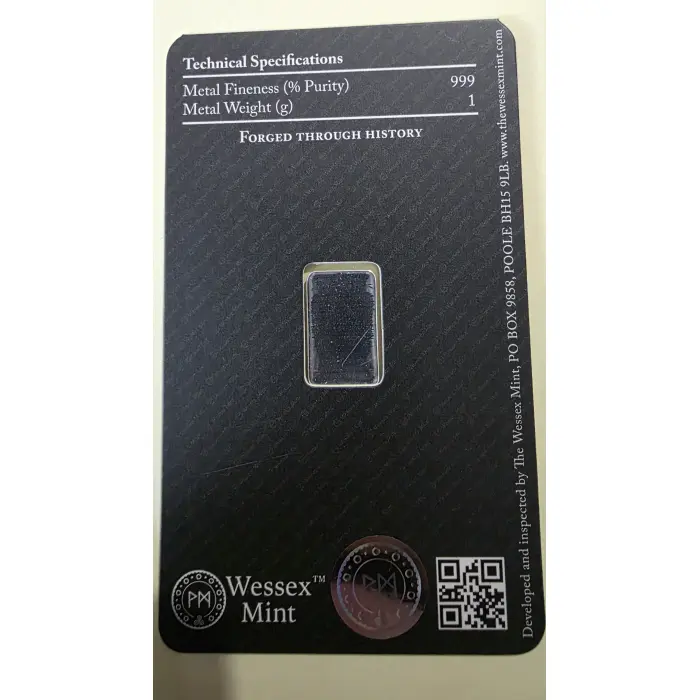 LIBERTY -  Wessex Mint 1 Gram .999 Silver Bar