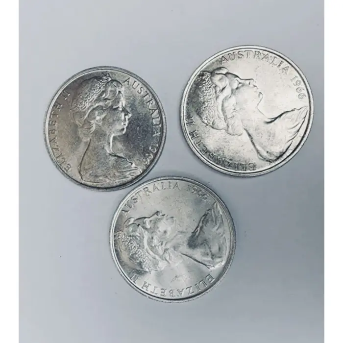 3 X Silver Round 1966 50 Cent Aust Coins