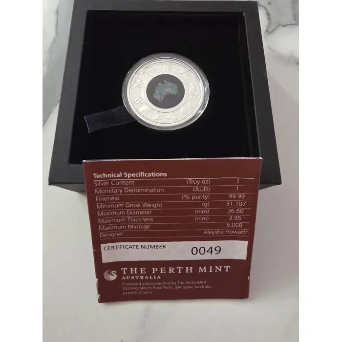 2020 $1 Great Southern Land Opal Coin 1oz Silver Proof Perth Mint COA 49/5000