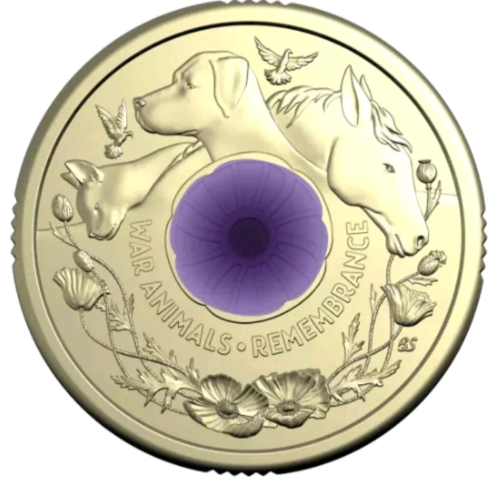 2024 Purple Poppy Animal War Remembrance UNC $2 RAM BAG (5 coins)