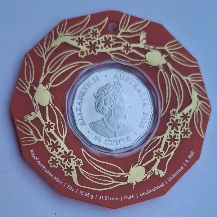 2022 50c Christmas Beetle- Orange Carded Coin