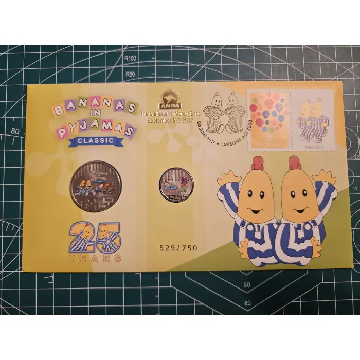 2017 Melbourne money expo ANDA overprint pnc banana's in pyjama's 2 coin