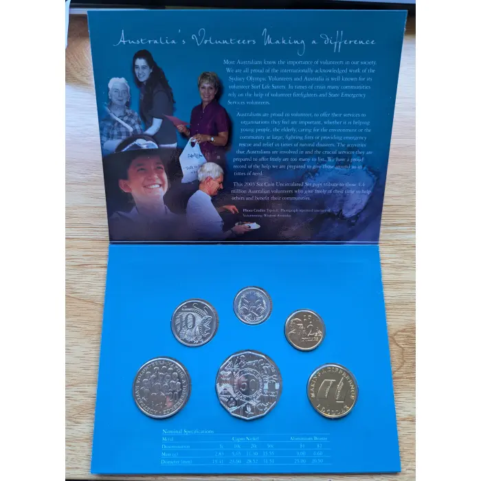 2003 Six Coin Uncirc Set AUSTRALIA'S VOLUNTEERS