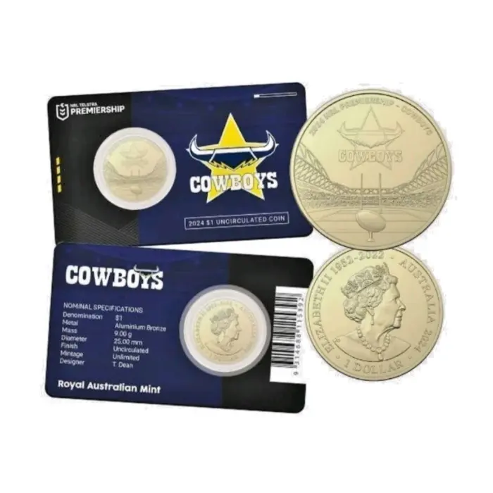 2024  $1  NRL NORTH QUEENSLAND COWBOYS CARDED COIN
