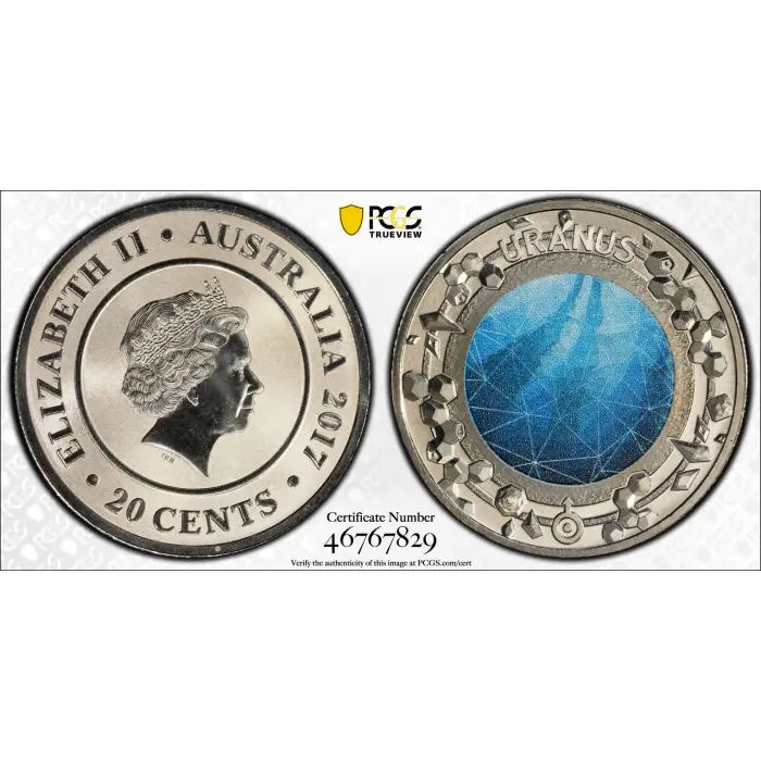  2017 Australian 20c MS70 Planetary Coins Uranus PCGS - Top Pop
