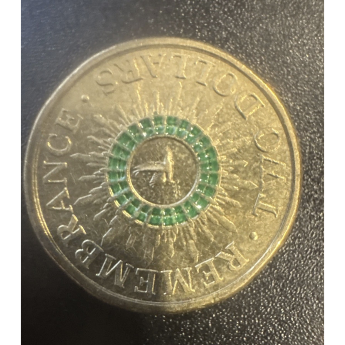 Australia 2014 $2 Remembrance Day Green Dove-circulated