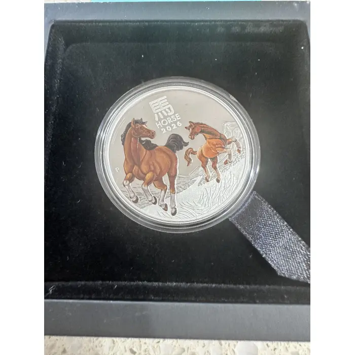 2026 Lunar Series III 1oz silver proof coloured horse coin