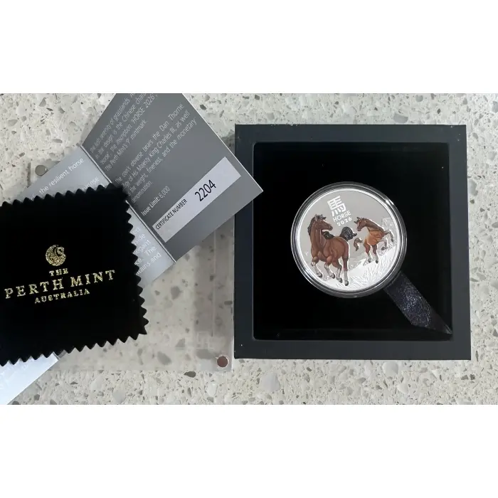 2026 Lunar Series III 1oz silver proof coloured horse coin