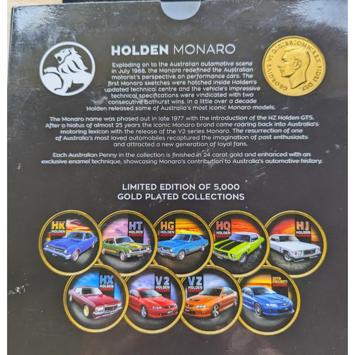 Limited Edition Iconic Holden Monaro Vehicles Limit 5000 24 Carat Gold Plated 