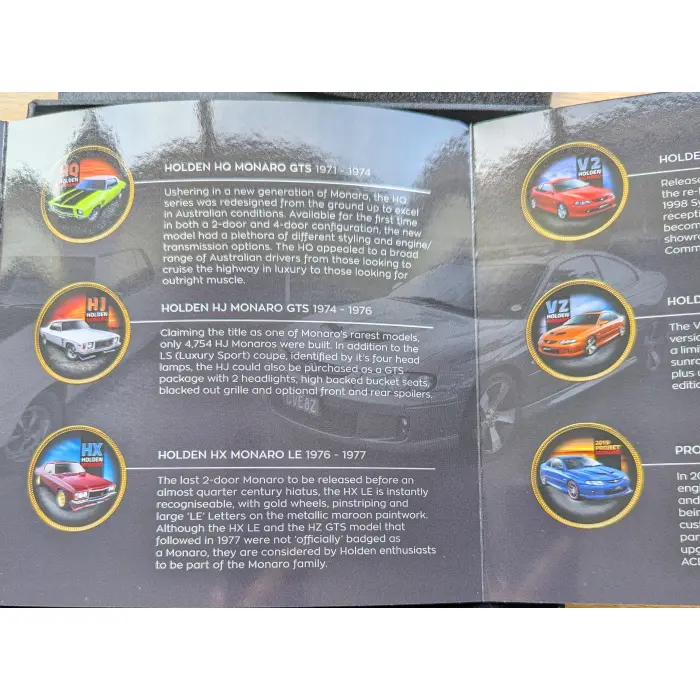 Limited Edition Iconic Holden Monaro Vehicles Limit 5000 24 Carat Gold Plated 